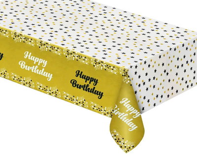 Детская скатерть на стол "Happy Birthday конфетти на золотом" (137*183) 2815-0017 фото
