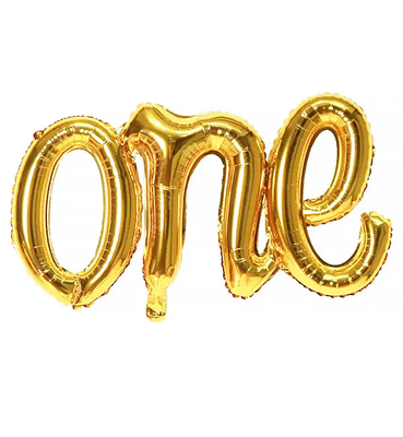 Фольгована фігура літери "ONE" Набір букв (Золото, 3 букви, 104*42 см) J-012 фото