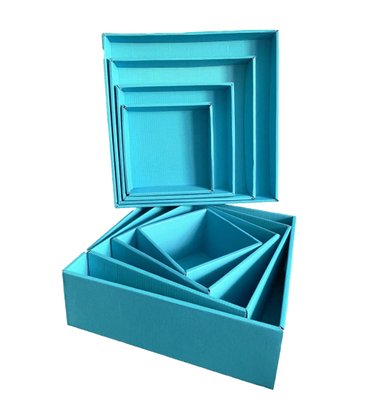 Набор подарочных коробок "Голубые" (4 шт.) двусторонний картон (h-9) lightblue фото
