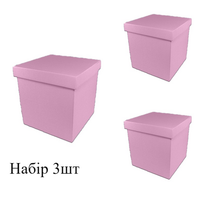 НАБОР из 3-х подарочных коробок односторонний картон "Розовые" (20х20х20) n6076 фото
