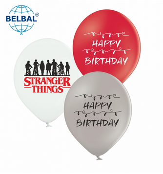 Шары ТМ Sharoff 12" (Stranger Things", happy birthday) (25 шт) 258-0472 фото