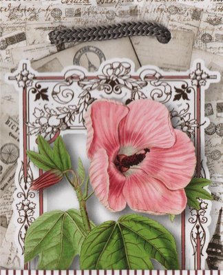 Мини подарочный пакет "Розовый цветок в рамке" 8х12х3,5 см pak-8 фото