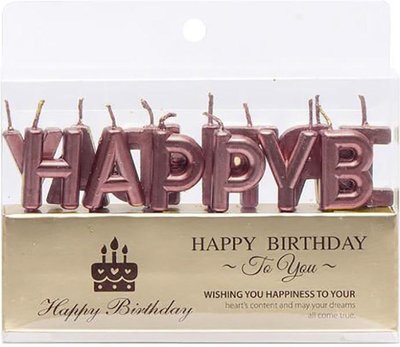 Набор свечей для торта буквы "Happy Birthday Розовые" TL-1052pink фото