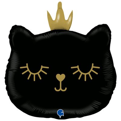 Фольгированная фигура большая Кошечка с короной Черная (Grabo) 3207-3327 фото