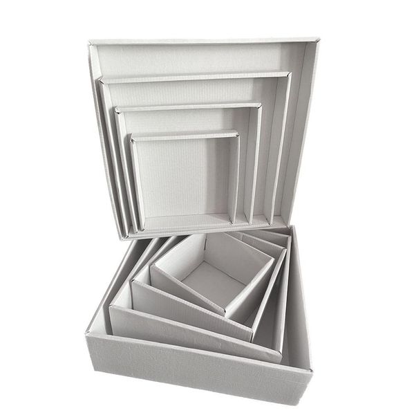 Набор подарочных коробок "Белые" (4 шт.) двусторонний картон (h-9) white-1 фото