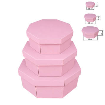 Набор подарочных коробок восьмигранных "Розовые" (3 шт.) 8Pink-3 фото
