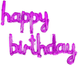 (Прописная) Фольгированная надпись "Happy Birthday" (малина) 6443 фото
