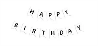 Гирлянда буквы "Happy Birthday" черный на белом. 5762 фото