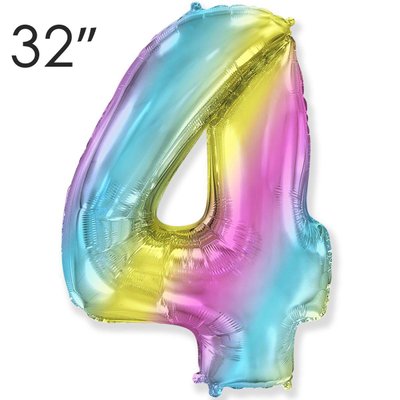 Фольга 32" Радуга градиент цифра 4 (Flexmetal) 32-FM-Rainbow-4 фото