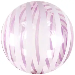 Фольга 3D сфера Bubble кристал рожевий Біла смужка (18") Китай 18008 фото