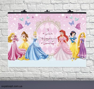 Плакат на день рождения Принцессы Дисней -2 75х120 см РУС 6008-0147 фото