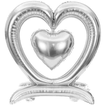 Стоячая фольгированная фигура "Серебро сердце с сердцем" Китай FL-008 фото