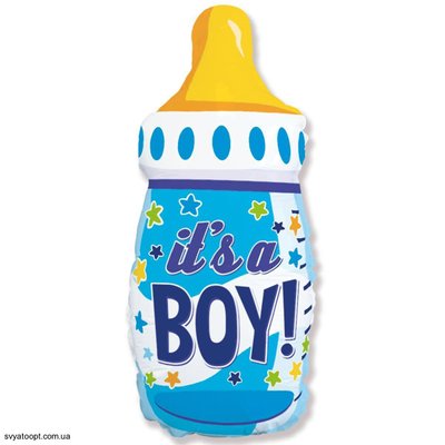 Фольгированная фигура большая Бутылка голубая It's a boy Flexmetal (в Инд. уп.) 3207-3037 фото