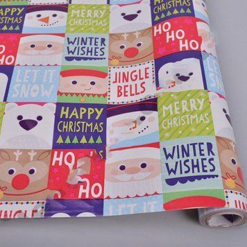 Бумага подарочная новогодняя "Ho ho ho" 70см*10м 3832-98 фото