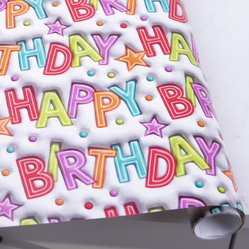 Папір подарунковий "Happy Birthday різнокольорові" 70см * 2м 8365-31 фото