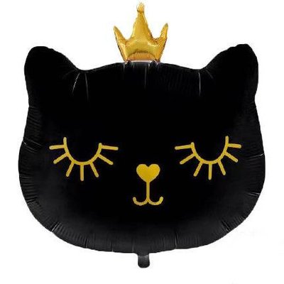 Фольгированная фигура "Кошка Черная с короной БОЛЬШАЯ 65*76 см" Китай (в инд. упаковке) HF-11 фото