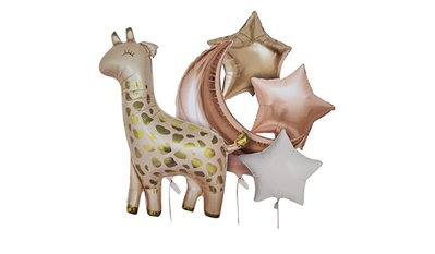 Набор шариков фольгированных Жираф Розовое ЗОЛОТО 5 шт (Китай) (в инд. упаковке) 3186 фото
