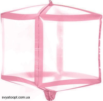 Фольга 3D Куб Прозрачные розовые линии (24") Китай 24024 фото