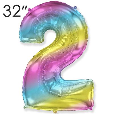 Фольга 32" Радуга градиент цифра 2 (Flexmetal) 32-FM-Rainbow-2 фото