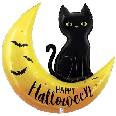Фольгированная фигура большая Halloween Кошка на Луне (Grabo) 3207-3295 фото