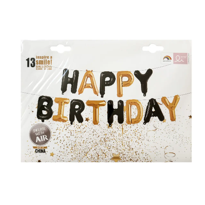 Фольгированная фигура буквы "Happy birthday" Набор букв (Чёрно-золотые 40 см) 35039 фото