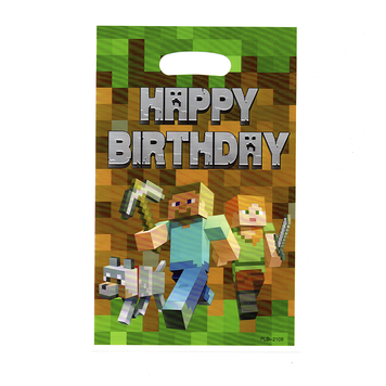 Пакет МАЛЕНЬКИЙ дитячий Happy birthday Майнкрафт 16,5х25 см (10шт/уп) 16833 фото