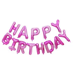 Фольгована фігура літери "Happy birthday" Набір букв (малинові 40 см) 5851 фото