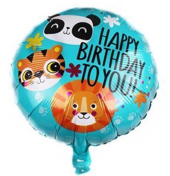 Фольга 18" (45см) "Happy Birthday панда, тигр, лев" (Китай) 01439 6920 фото