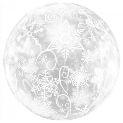 Фольга 3D сфера Сніжинки (Білі) Китай (22") 22064 фото