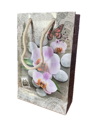 Подарочный пакет "Камни и орхидея" 11х18х5 см pak-39 фото
