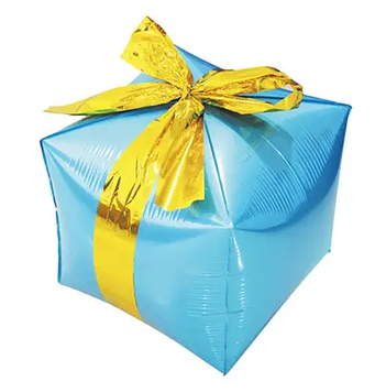 Куб блакитний 24" з золотою стрічкою (Китай) blue-gold фото