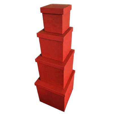 Набор больших подарочных коробок "Красные" (4 шт.) двусторонний картон (h-30) Red-2 фото