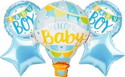 Набор шариков фольгированных Воздушный шар Welcome baby (Голубая) 5 шт (Китай) (в инд. упаковке) 9421 фото