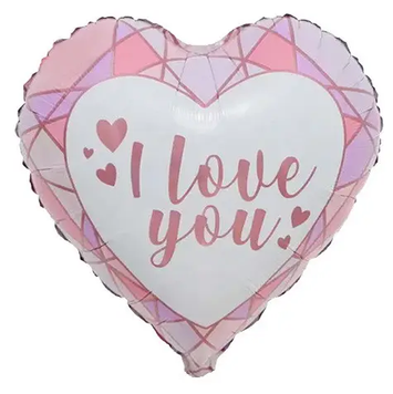 Фольга серце 18" (45см) I love you геометрія Китай Т-4380 фото