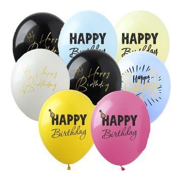 Кульки (20 шт.) ТМ Show (1 ст.) 12" (Happy Birthday mix) mix-1-20 фото
