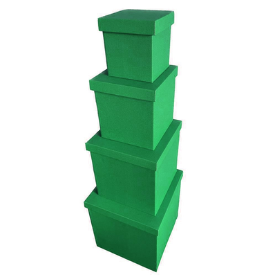 Набор больших подарочных коробок "Зеленые" (4 шт.) двусторонний картон (h-30) Green-3 фото