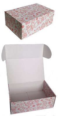 Подарочная коробка самосборная средняя "Новый год белая с рисунком" (25х16,5х9) двусторонний картон korS-NGBR-25 фото