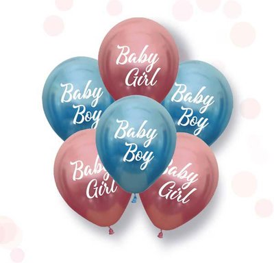 Воздушные шарики Хром "Baby Boy and Baby Girl - розовые и голубые" (ТМ "Твоя Забава") (24 шт) TZ-5097 фото