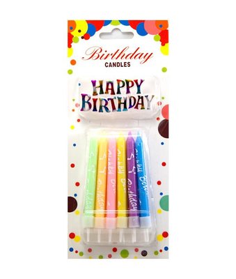 Свечи для торта Большие толстые Цветные+ Надпись Happy Birthday (12 шт) JY-1058notes фото