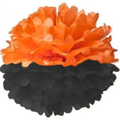 Помпон двухцветный Оранжево-черный 25 см 2524 фото