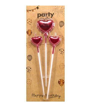 Набір свічок для торту "Серця Happy Birthday (Червоні)" - 3шт./уп. JY-1060red фото