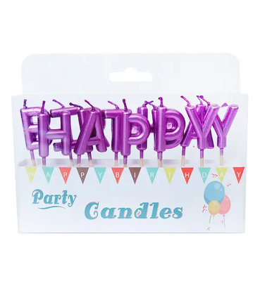 Набор свечей для торта буквы "Happy Birthday Фиолетовые" TL-1052violet фото