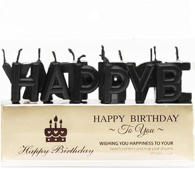 Набор свечей для торта буквы "Happy Birthday Черные" TL-1052black фото