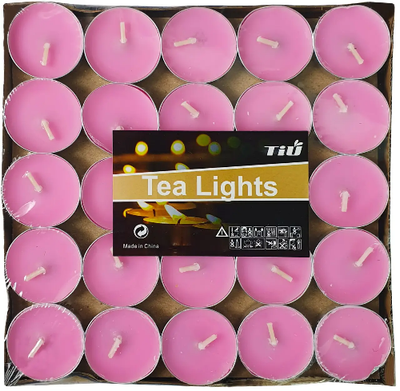 Свечи чайные розовые 50 шт/уп F-7554p фото
