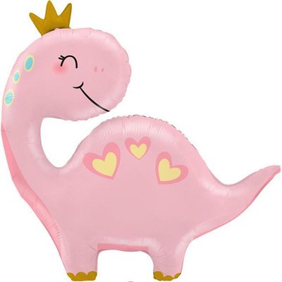 Фольгована фігура "Динозаврик рожевий з короною в інд. уп." Китай Т-281 фото