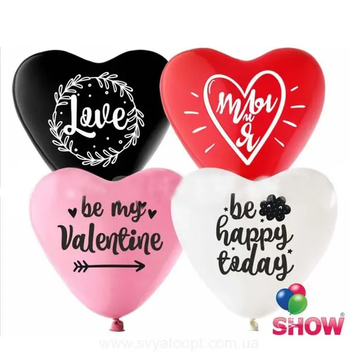 Кульки ТМ Show (1 ст.) 12" (Love-2 на серцях) (100 шт.) SS-15 фото