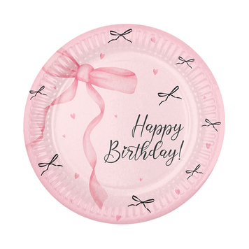 Тарелки "Happy Birthday ,бантики" (18,0 см)(10шт-уп) 7038-0103 фото