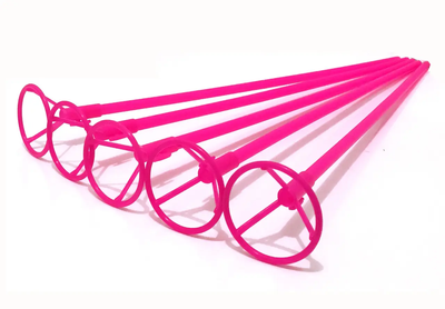 Розовые палочки для фольгированных шаров 40 х 0,9см с клипсой (50шт) 5-66827-1 фото