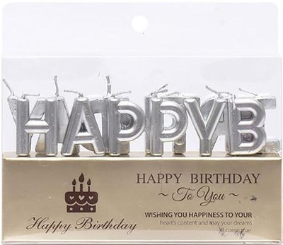 Набор свечей для торта буквы "Happy Birthday Серебро" TL-1052silver фото