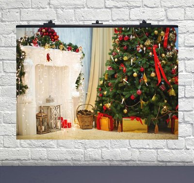 Плакат для праздника Рождественская елка и камин 75х120 см 6008-0151 фото